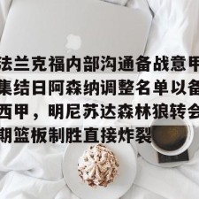 九游体育-法兰克福内部沟通备战意甲集结日阿森纳调整名单以备西甲